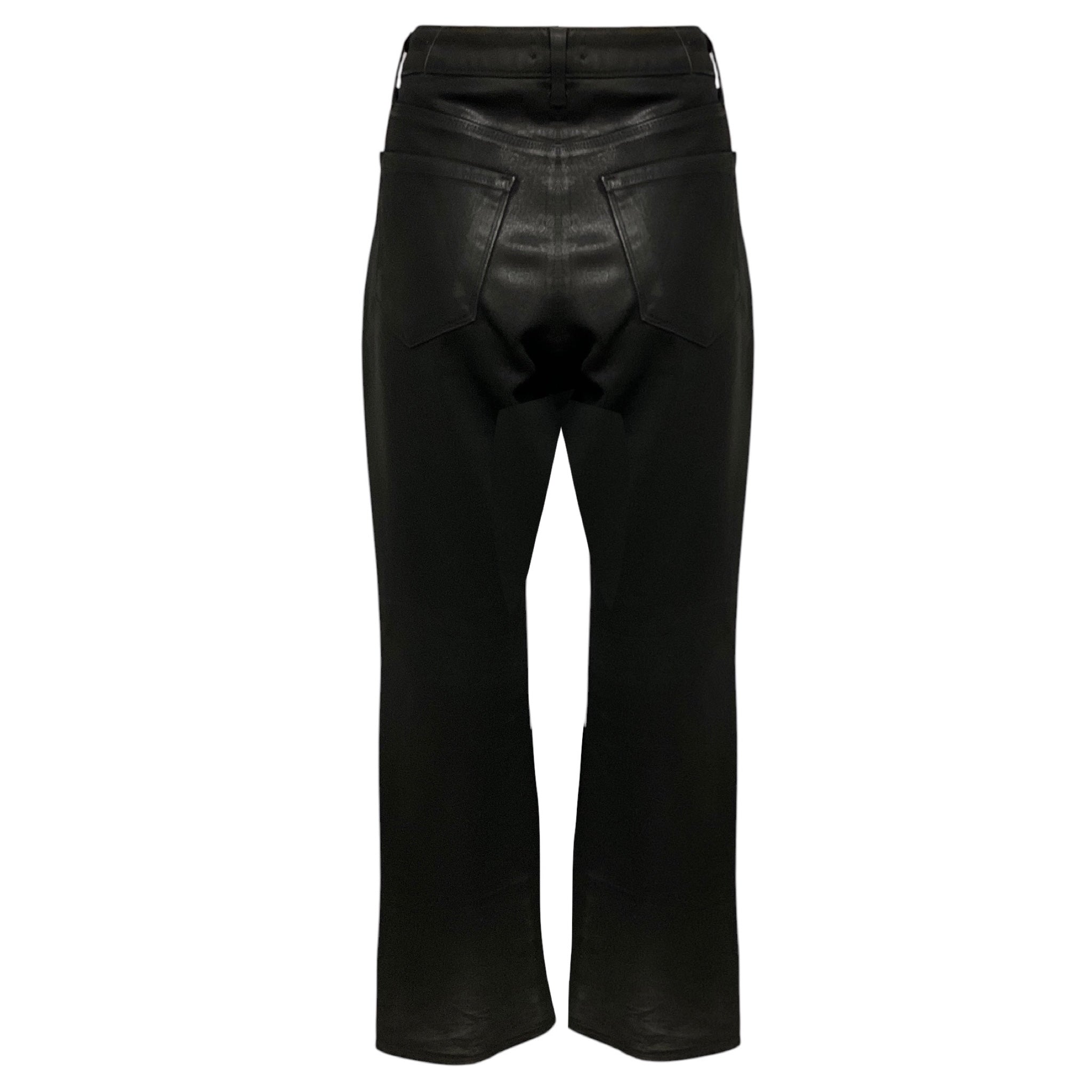 L'Agence Black Noir Coated Oriana High Rise Straight Jeans