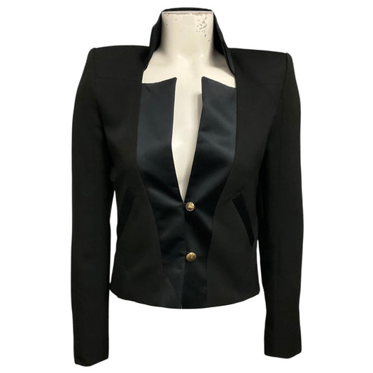 Balmain Black Structured Wool and Linen Blazer