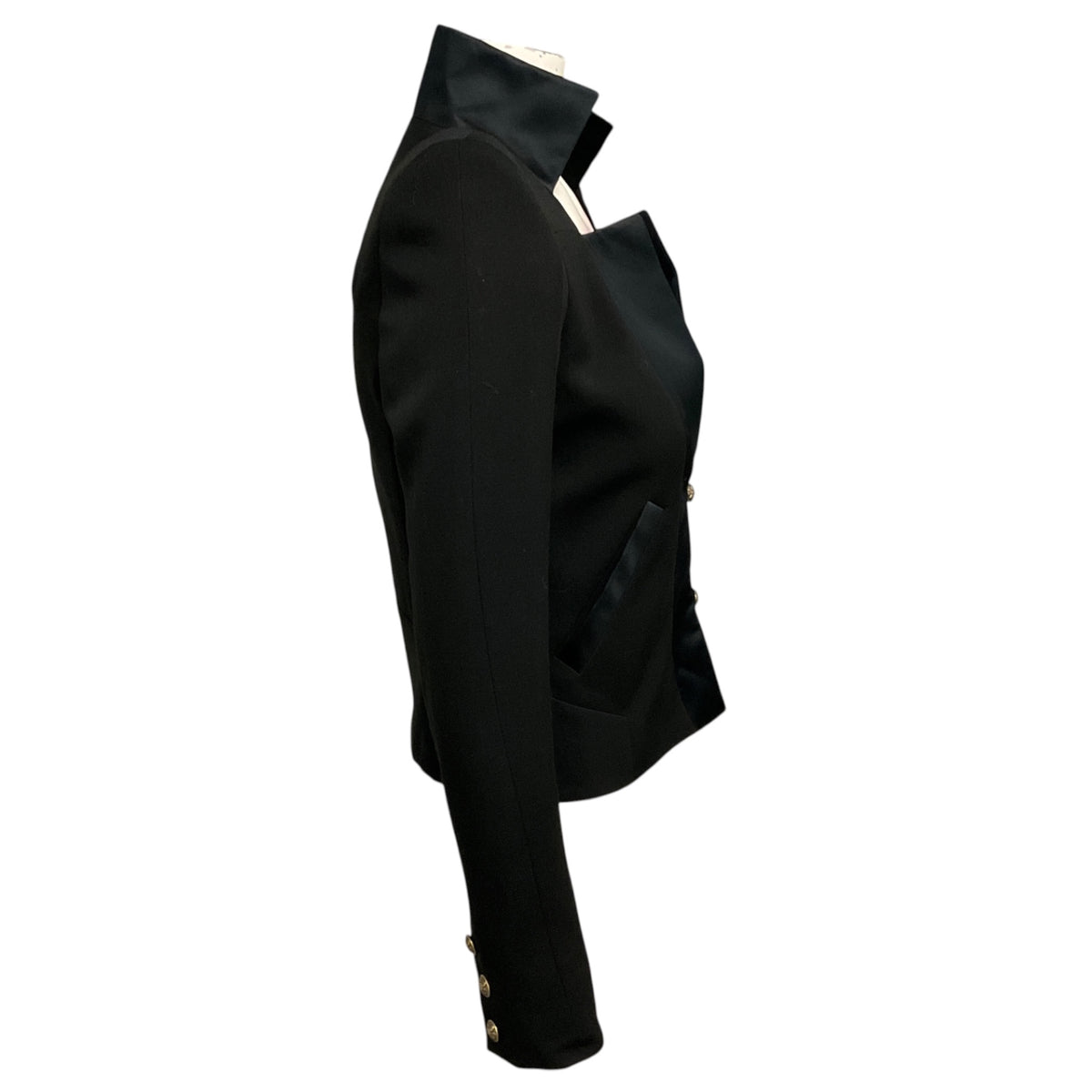 Balmain Black Structured Wool and Linen Blazer