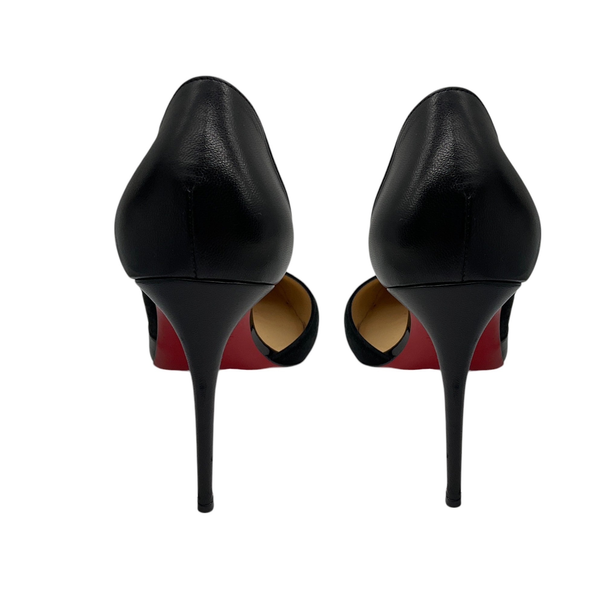 Christian Louboutin Black Patent Leather and Suede Tac Clac 100 Pumps