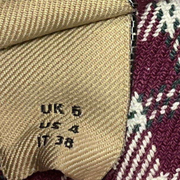 Burberry Burgundy Check Cotton Blazer Jacket