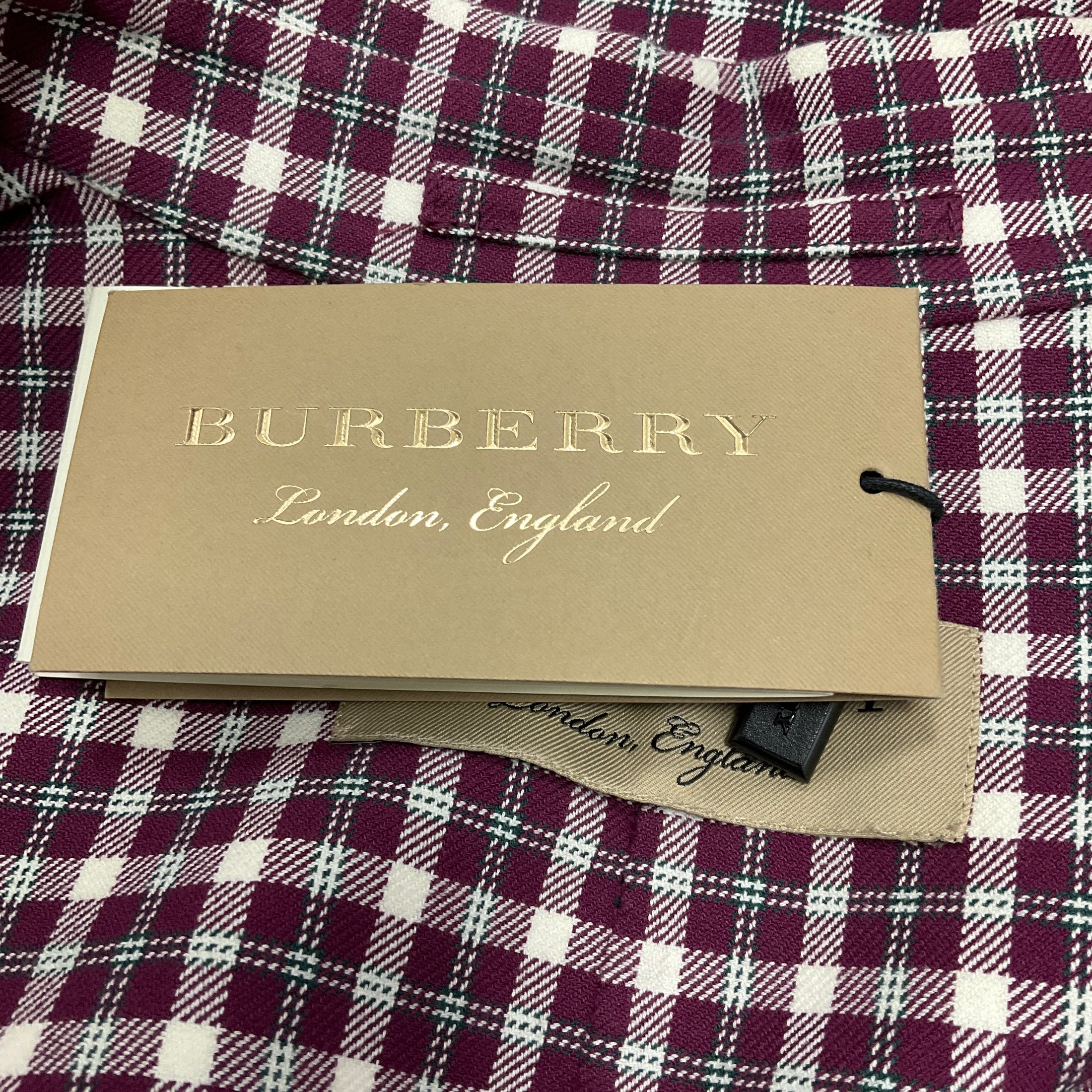 Burberry Burgundy Check Cotton Blazer Jacket
