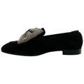 Load image into Gallery viewer, Laurence Dacade Black Suede Angela Loafers with Crystal Embellished Bow
