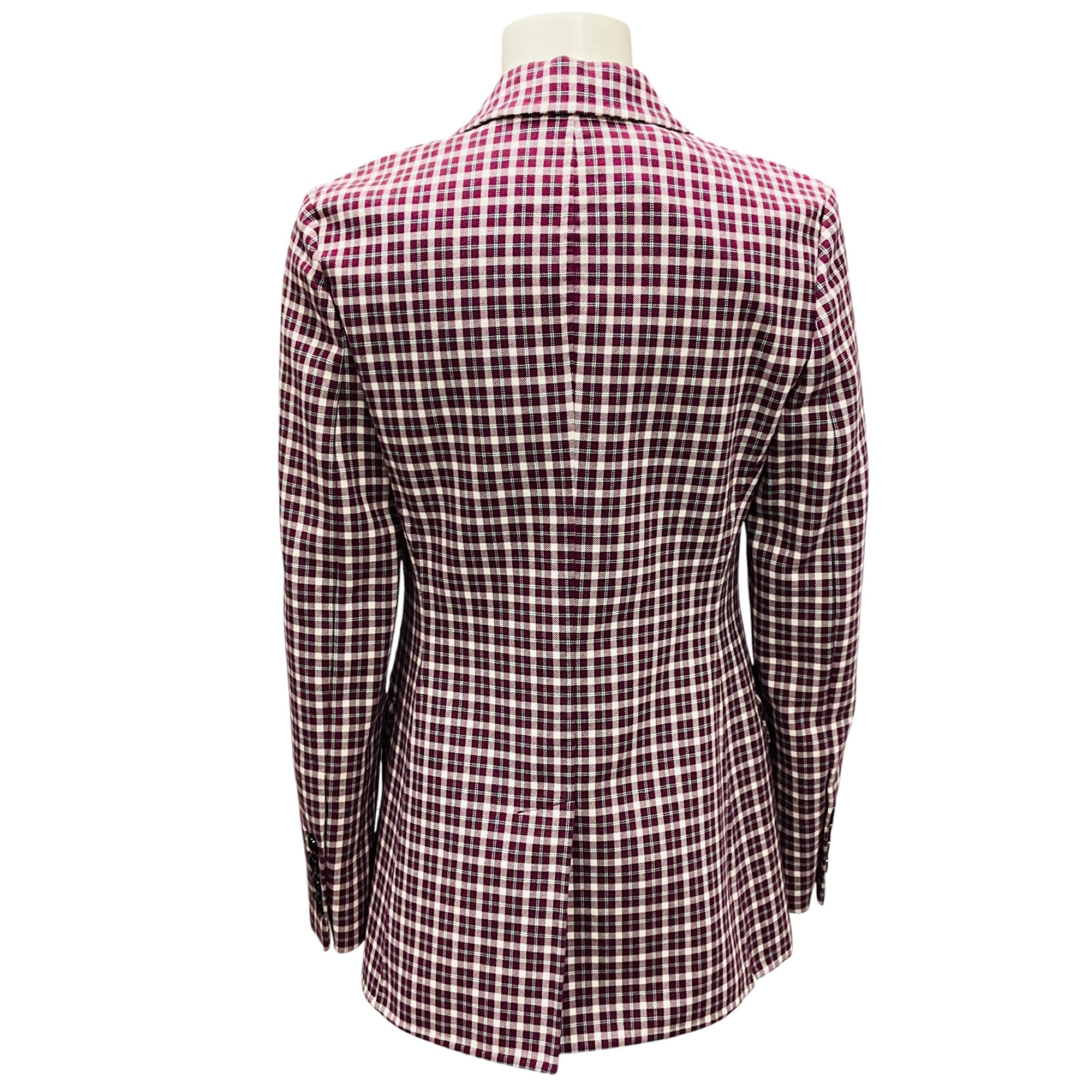 Burberry Burgundy Check Cotton Blazer Jacket