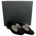Load image into Gallery viewer, Laurence Dacade Black Suede Angela Loafers with Crystal Embellished Bow
