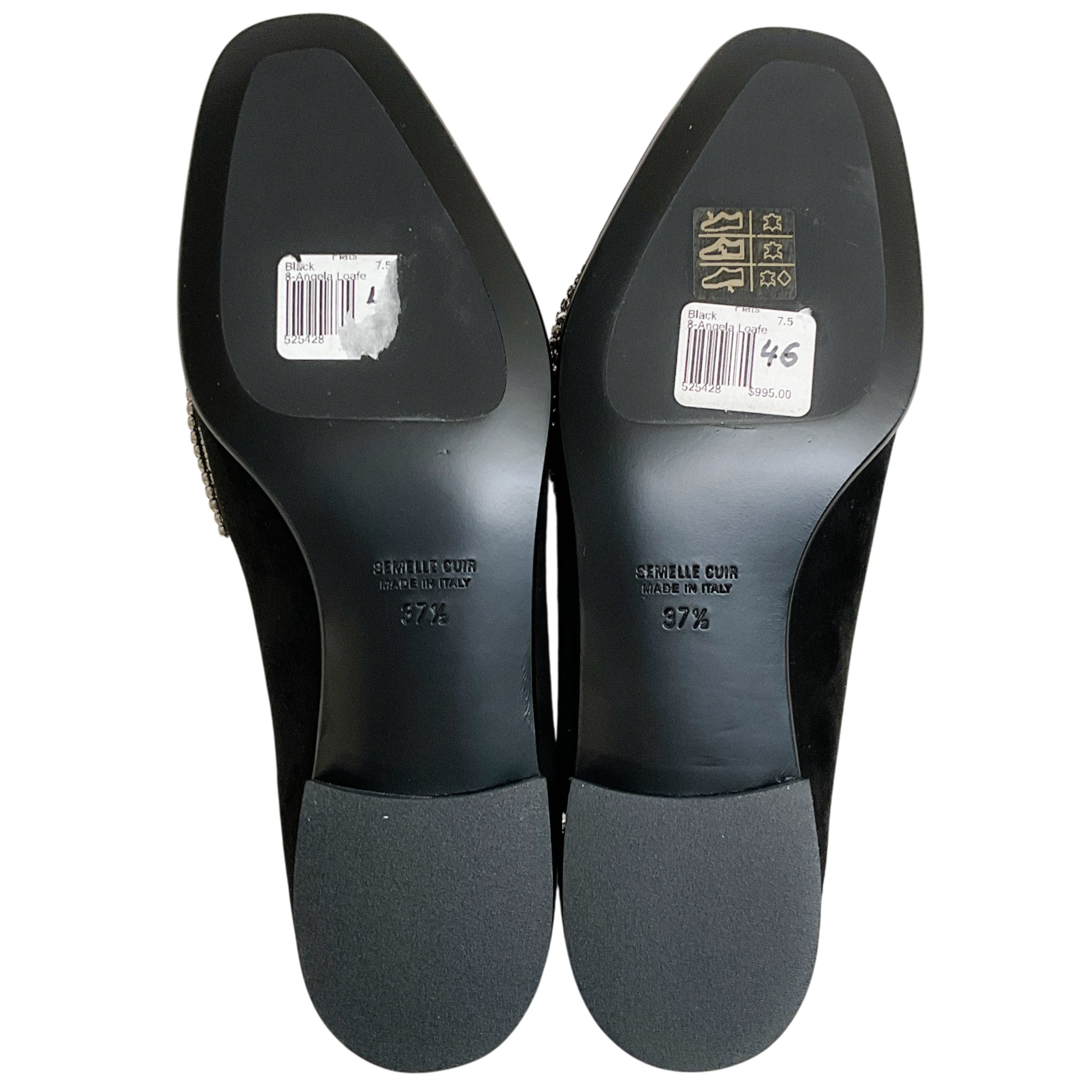 Laurence Dacade Black Suede Angela Loafers with Crystal Embellished Bow