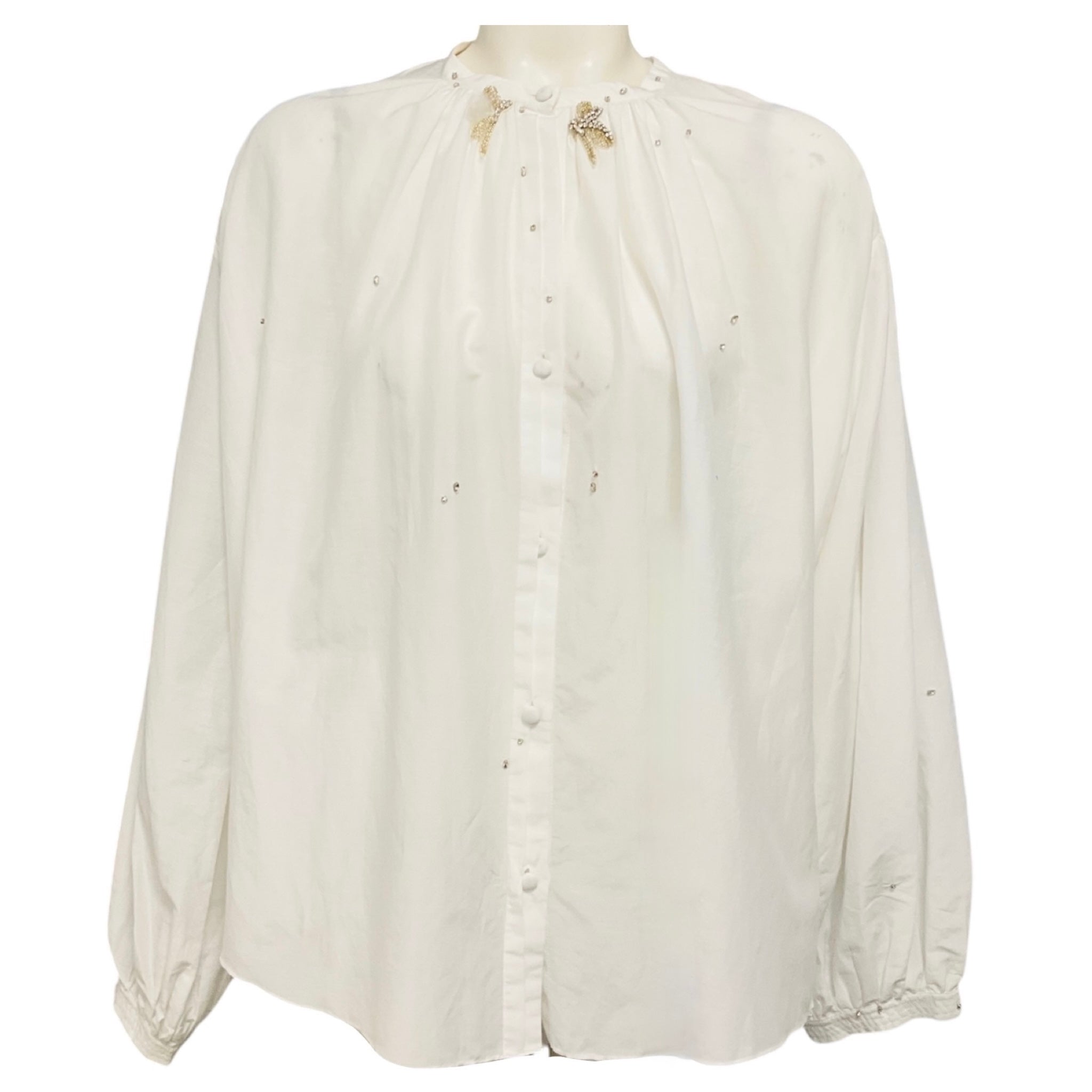 forte_forte White Blanco Carousel des Sylphes Embroidery Voile Shirt