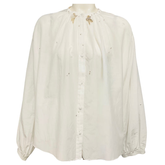 forte_forte White Blanco Carousel des Sylphes Embroidery Voile Shirt