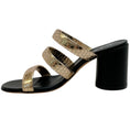 Load image into Gallery viewer, Casadei Gold / Black Block Heel Sandals
