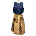 Load image into Gallery viewer, Carolina Herrera Navy Blue / Gold Metallic Sleeveless Jacquard Dress
