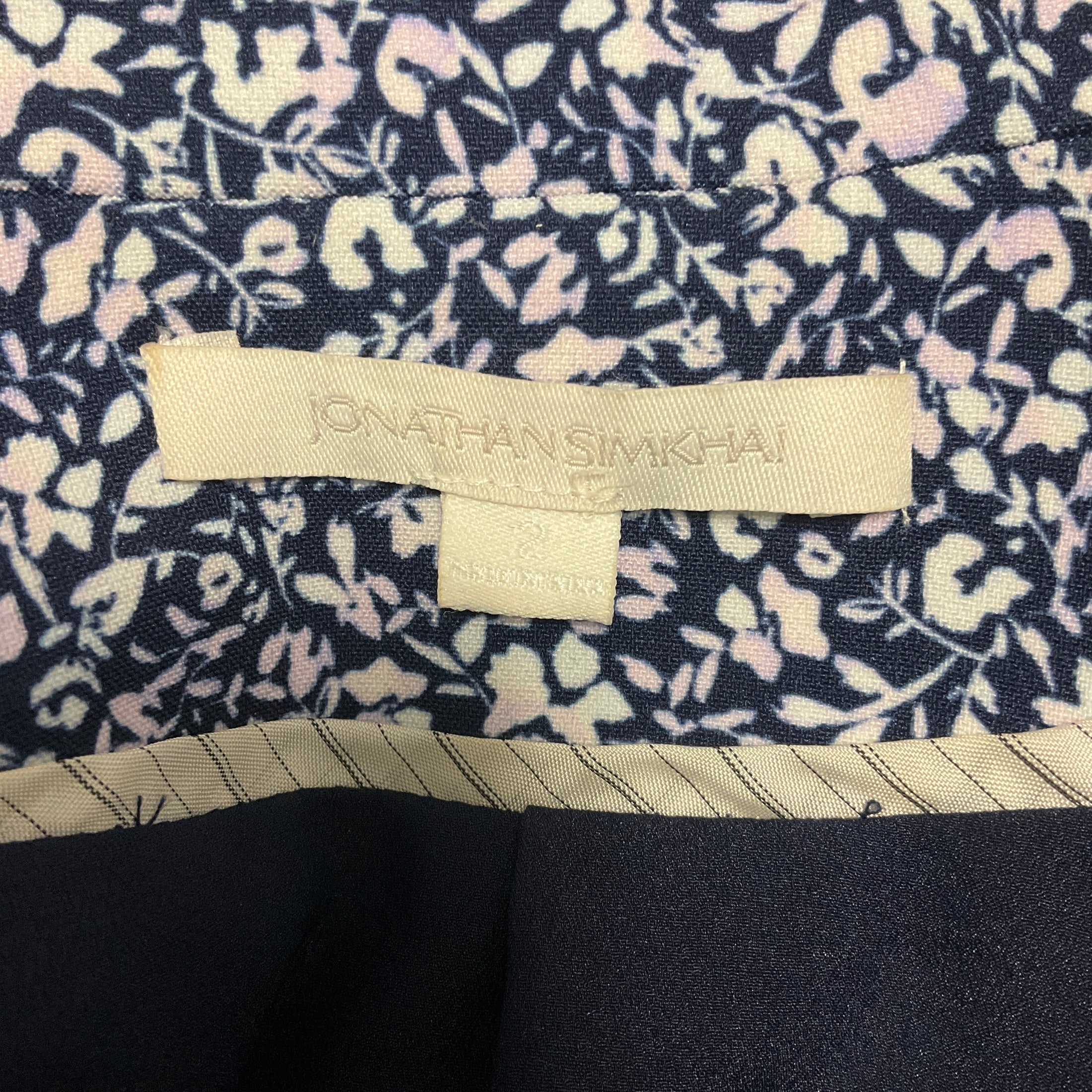 Jonathan Simkhai Navy Blue Floral Printed Blazer with Belt