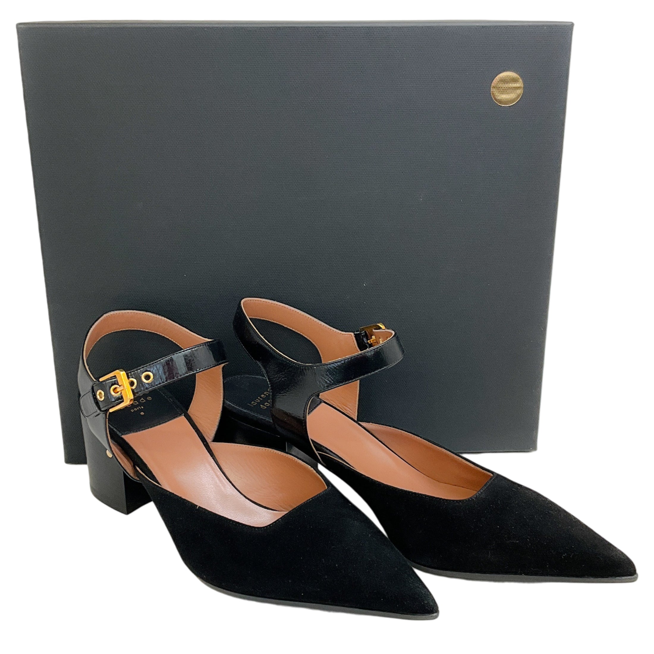 Laurence Dacade Black Suede Kane Ankle Strap Pumps