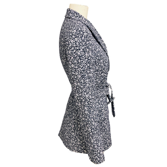 Jonathan Simkhai Navy Blue Floral Printed Blazer with Belt