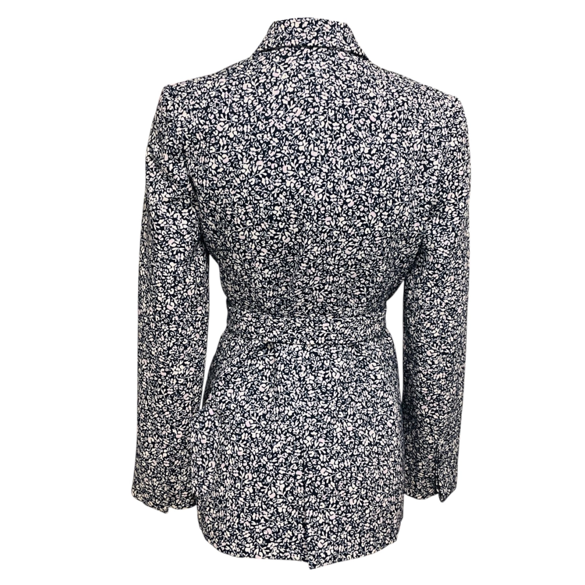 Jonathan Simkhai Navy Blue Floral Printed Blazer with Belt