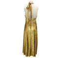 Load image into Gallery viewer, Michael Kors Collection Gold Metallic Leopard Fil Coupe Halter Dress
