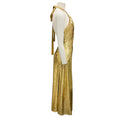 Load image into Gallery viewer, Michael Kors Collection Gold Metallic Leopard Fil Coupe Halter Dress
