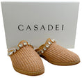 Load image into Gallery viewer, Casadei Toffee Rattan Capalbio Crystal Slides
