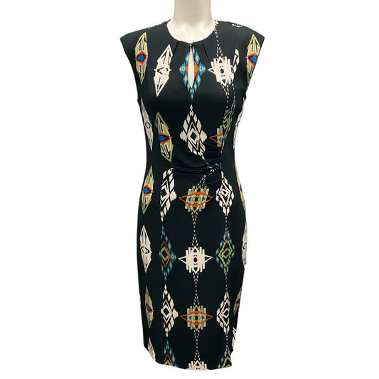 Etro Black Multi Printed Sleeveless Crepe Dress