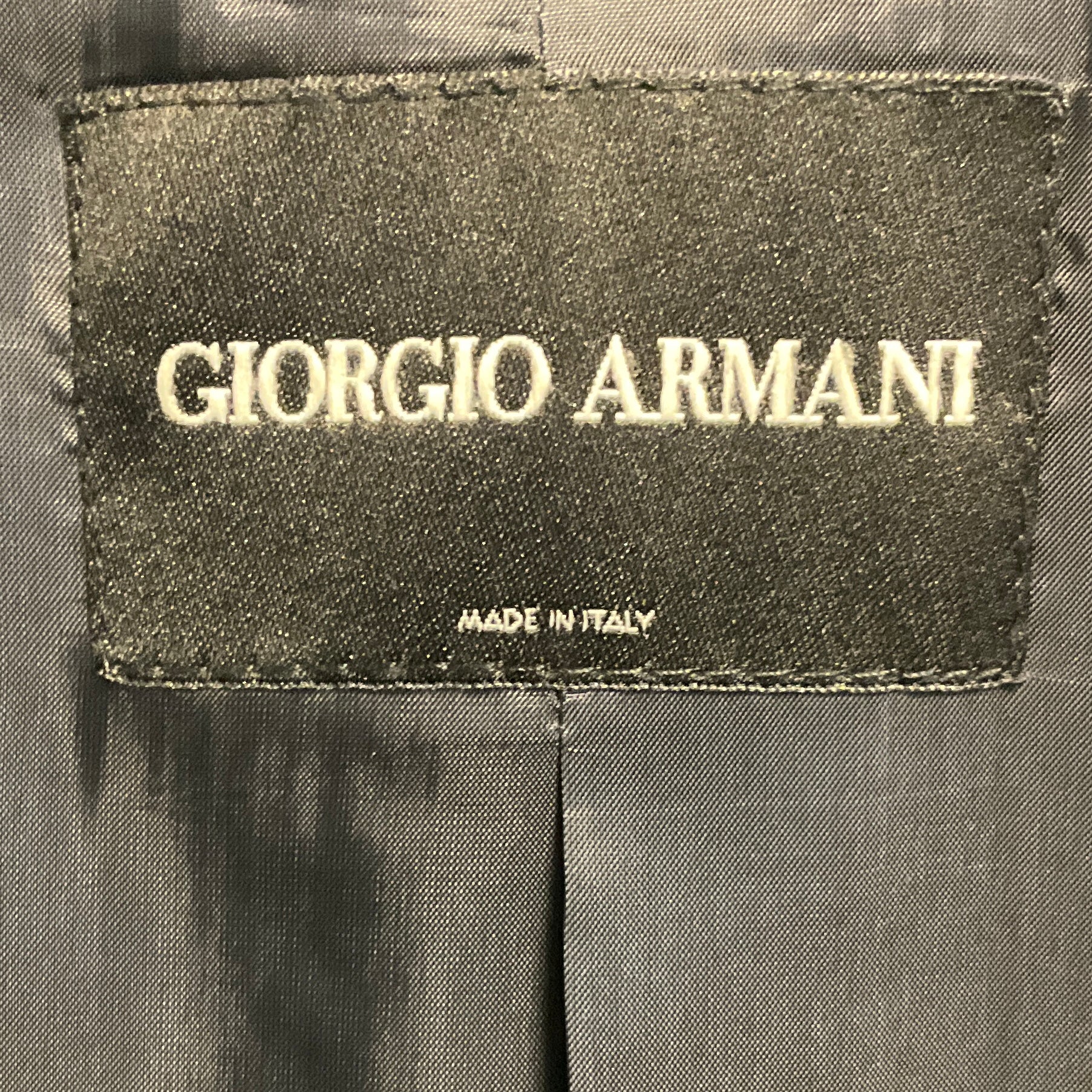 Giorgio Armani Navy Blue Zip Front Crepe Jacket