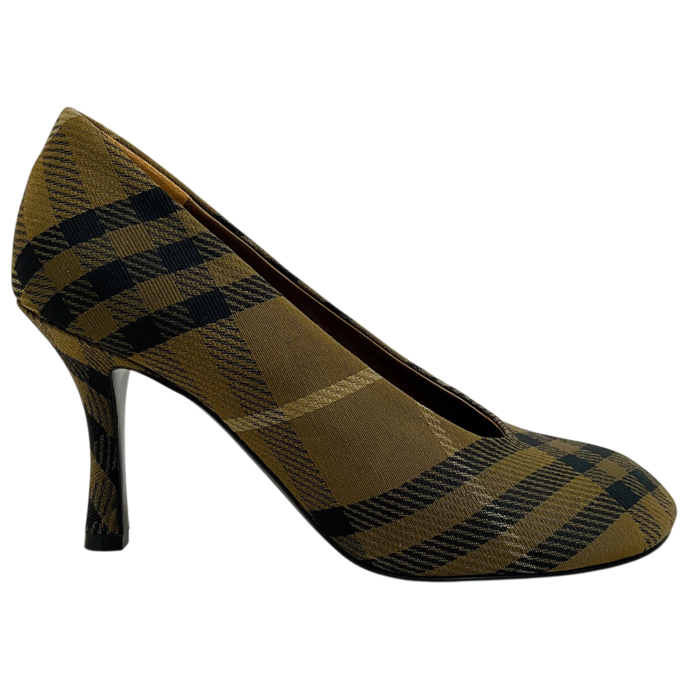 Burberry Green Check Fabric Baby Pumps