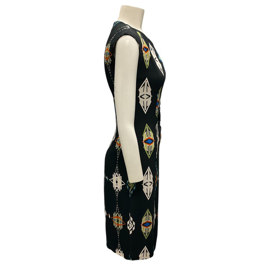 Etro Black Multi Printed Sleeveless Crepe Dress