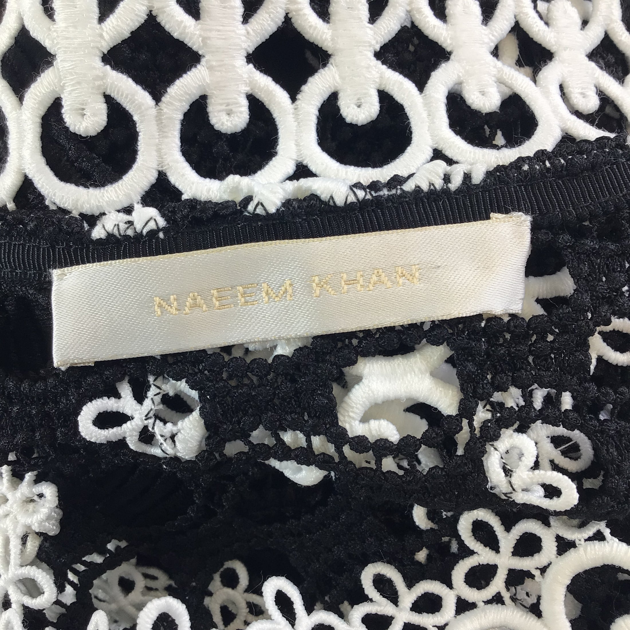Naeem Khan Black / White Mid-Length Lace Coat