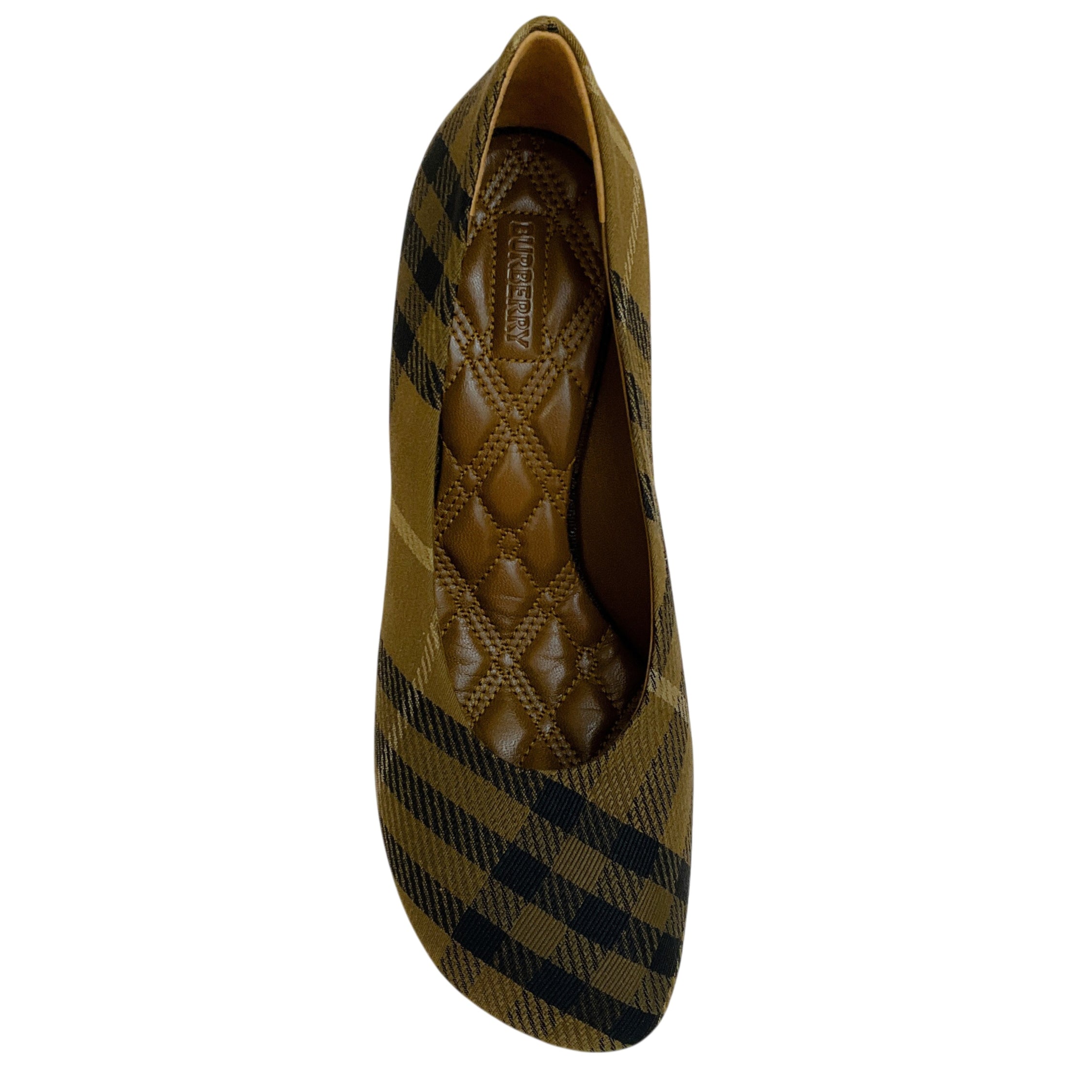 Burberry Green Check Fabric Baby Pumps