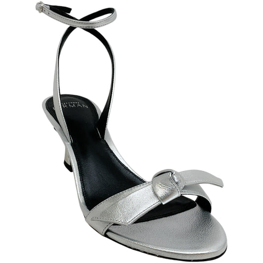 Alexandre Birman Silver Metallic Leather Clarita Bell 60 Sandals
