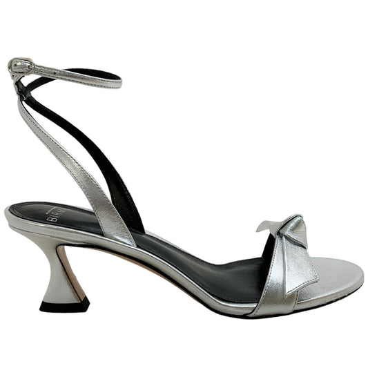 Alexandre Birman Silver Metallic Leather Clarita Bell 60 Sandals