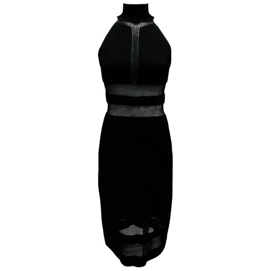 Herve Leger x Julia Restoin Roitfeld Black Sleeveless Bandage Knit Midi Cocktail Dress