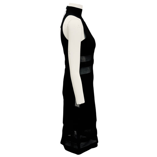 Herve Leger x Julia Restoin Roitfeld Black Sleeveless Bandage Knit Midi Cocktail Dress
