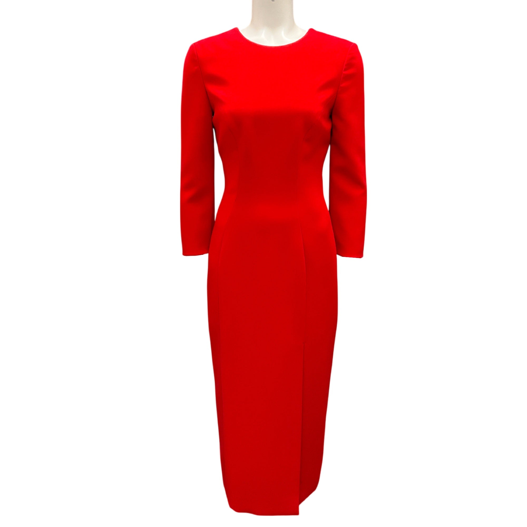 Carolina Herrera Red Front-Slit Twist-Back Crepe Dress