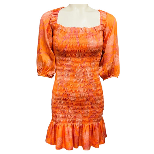 Alexis Orange Lipari Smocked Floral Mini Dress