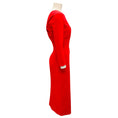 Load image into Gallery viewer, Carolina Herrera Red Front-Slit Twist-Back Crepe Dress
