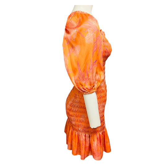 Alexis Orange Lipari Smocked Floral Mini Dress