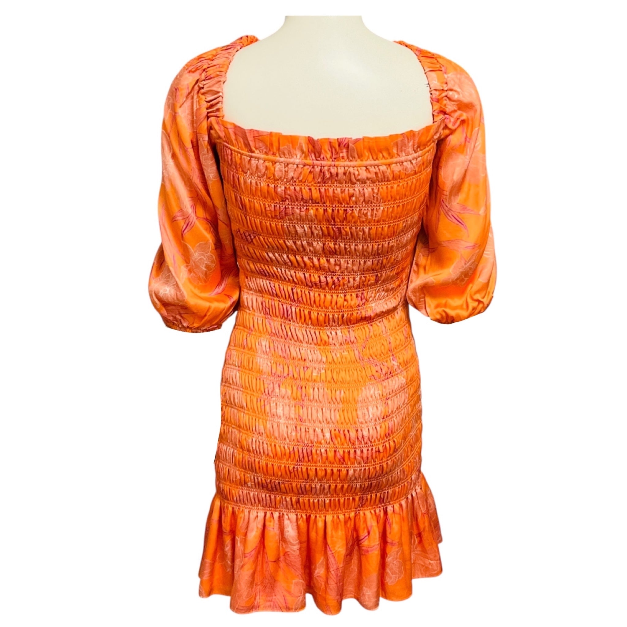Alexis Orange Lipari Smocked Floral Mini Dress