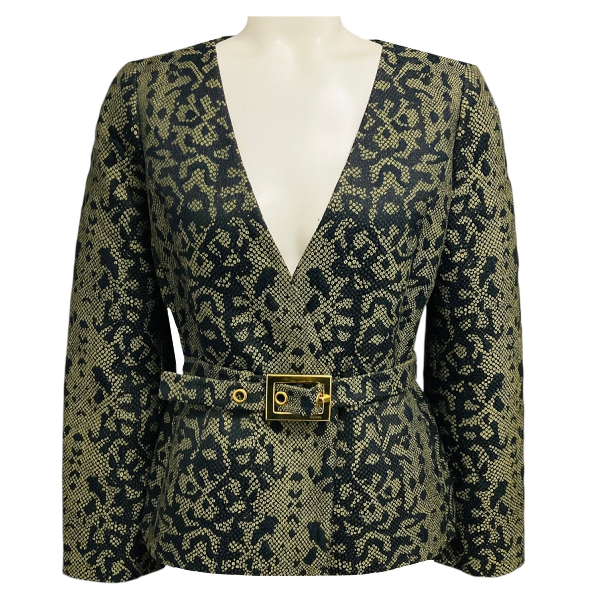 Gucci Olive Green / Black Runway Python Print Blazer Jacket with Belt