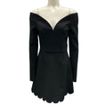 Load image into Gallery viewer, Carolina Herrera Black Scalloped Hem Long Sleeved Crepe Mini Dress
