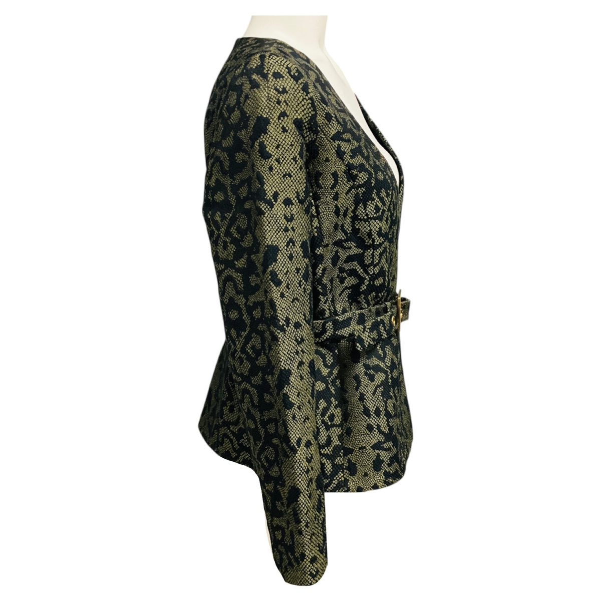 Gucci Olive Green / Black Runway Python Print Blazer Jacket with Belt