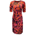 Load image into Gallery viewer, Erdem Fuchsia Pink / Orange Multi Printed Short Sleeved Silk Dress
