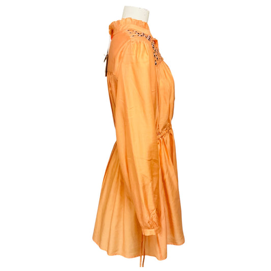 Malej Sorbet Orange Embroidered Long Sleeved Mini Dress