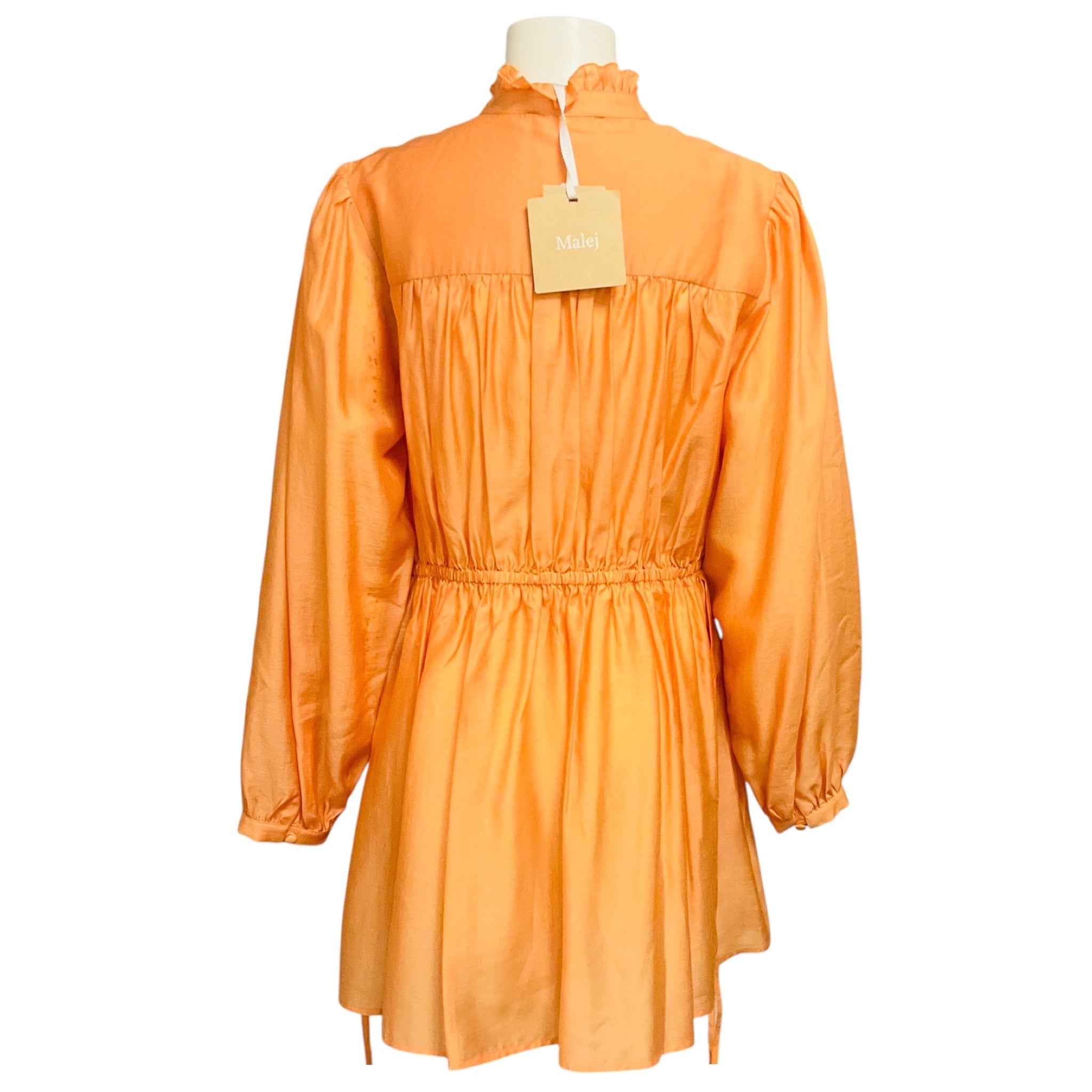 Malej Sorbet Orange Embroidered Long Sleeved Mini Dress
