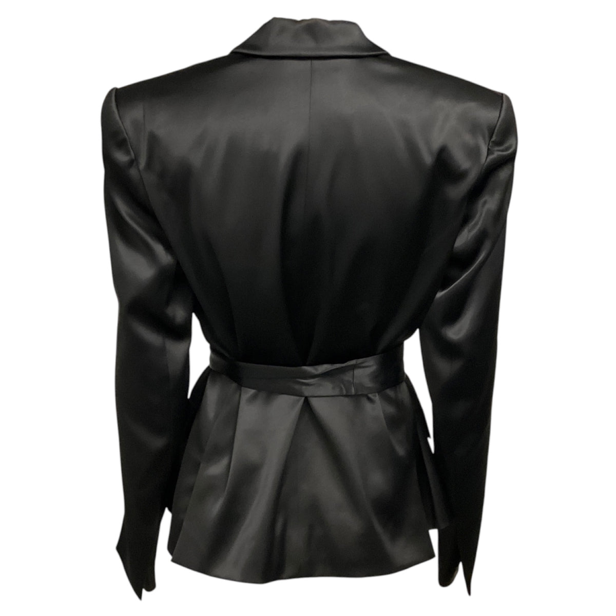 Alexandre Vauthier Black Satin Open Jacket with Belt