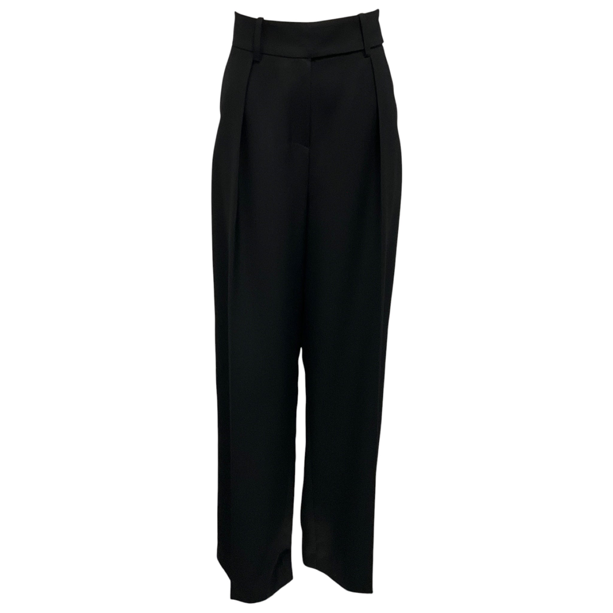 Alexandre Vauthier Black Satin Trimmed Wool Crepe Tuxedo Style Pants