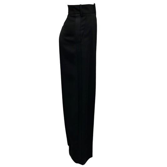 Alexandre Vauthier Black Satin Trimmed Wool Crepe Tuxedo Style Pants