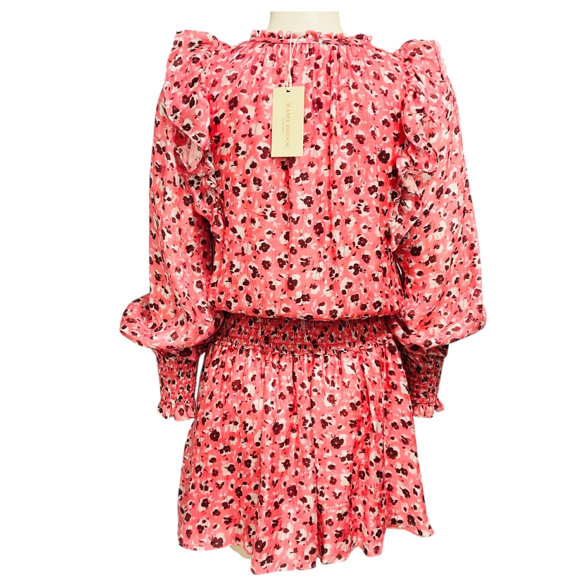 Ramy Brook Pink Penelope Printed Ruffle Mini Dress