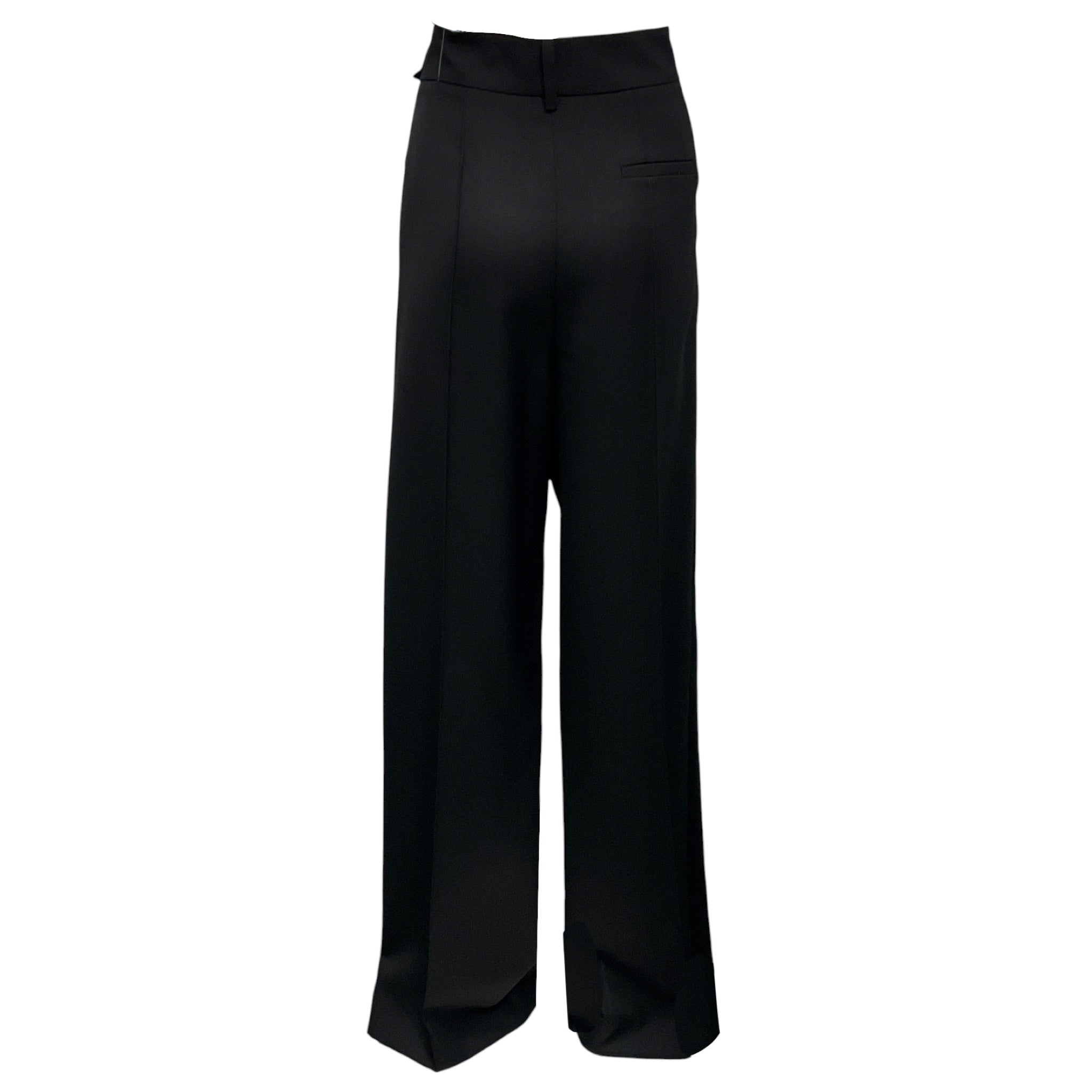 Alexandre Vauthier Black Satin Trimmed Wool Crepe Tuxedo Style Pants