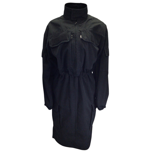 Balenciaga Black Velcro Detail Long Sleeved Cargo Midi Dress