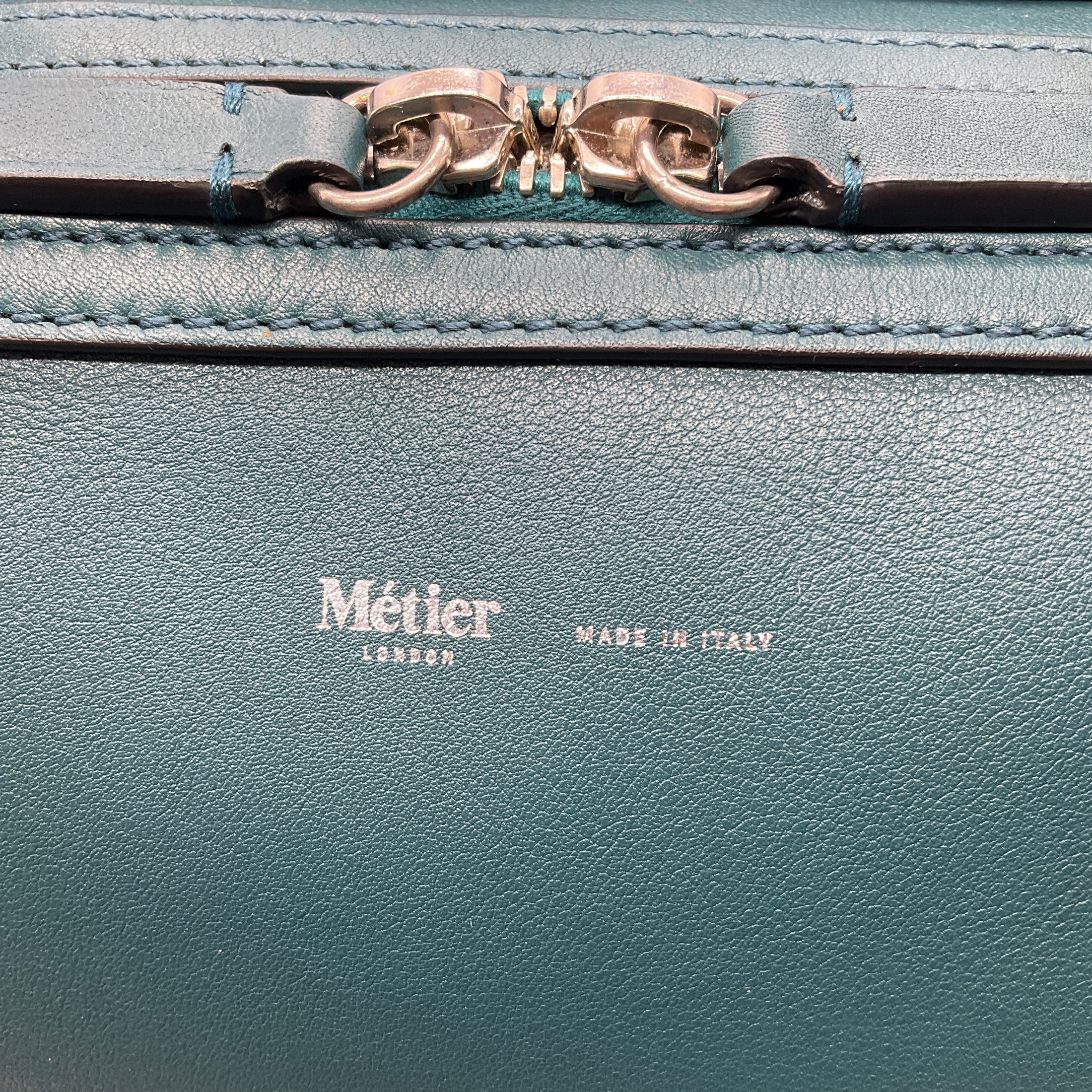 Metier Lost at Sea Teal Blue Verite City Small Handmade Italian Calfskin Leather Handbag