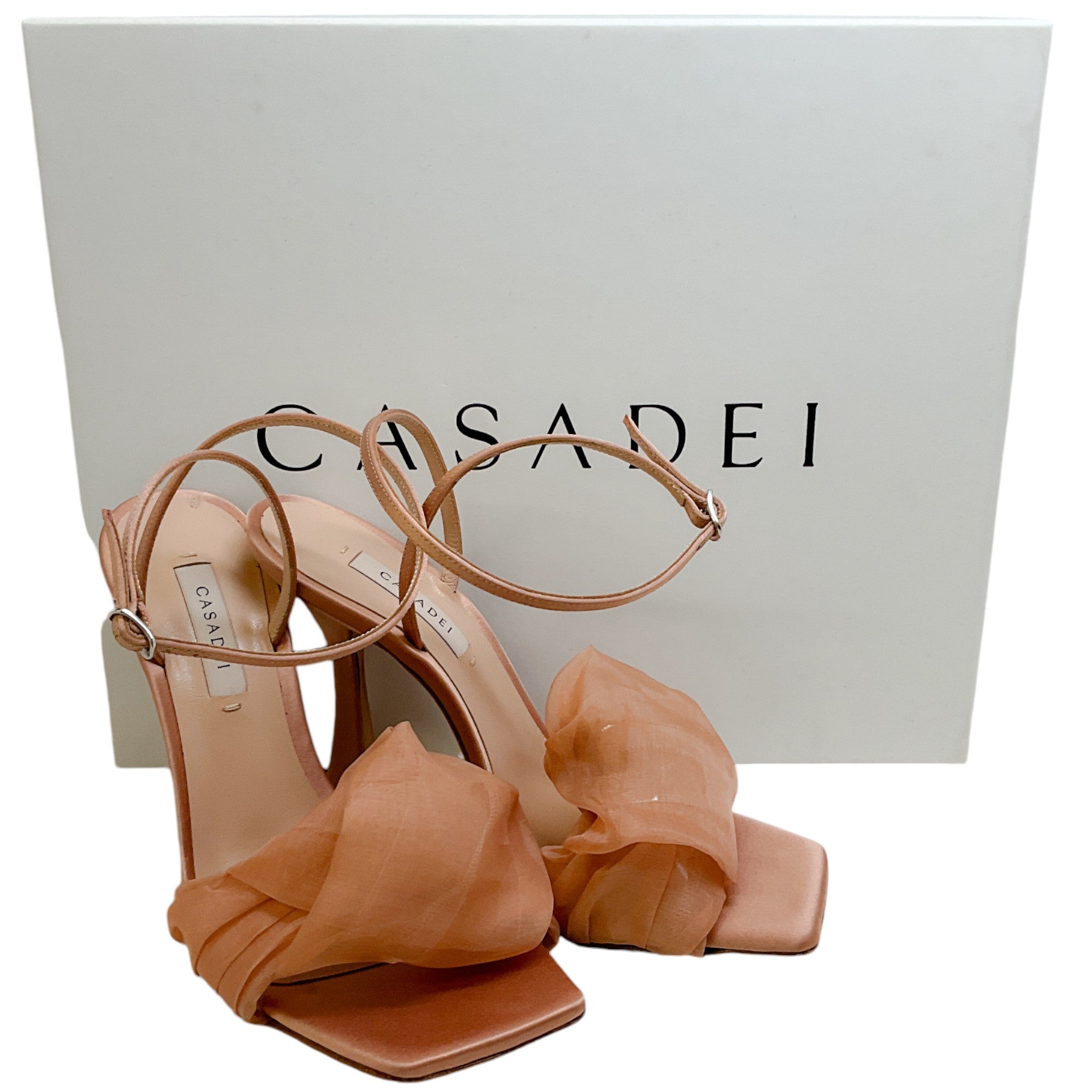 Casadei Blush Organza Geraldine Helen Sandals